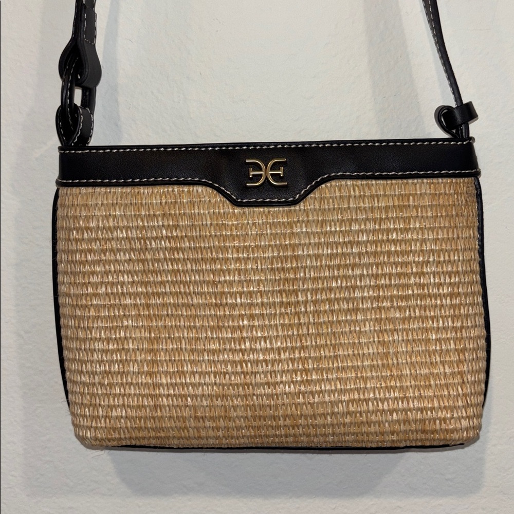Sam Edelman Natural Straw Crossbody with Black Trim